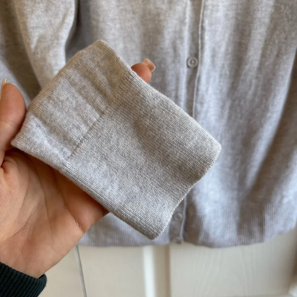 Gap Crewneck Grey Cardigan Button Cotton M Academia Career Office Teacher Soft - Picture 2 of 8